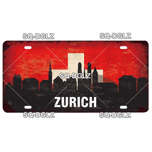 [SQ-DGLZ] Famous City License Plate Metal Sign Vintage Plaque Country Tin Sign Wall Decor Bar Decor Travel Poster