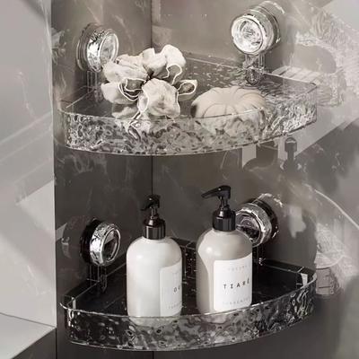 Suction Cup Bathroom Storage Shelf No Drill Clear Wall Caddy Multifunctional Floating Shelf Shampoo Holder Bathroom Accessories