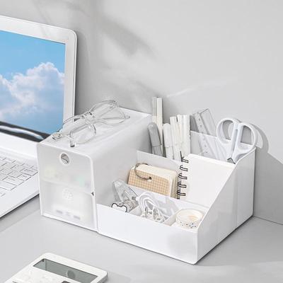 1Pc Multi-Functional Desktop Drawer Style Stationery Storage Box, Office And Study Stationery Storage Pen Holder