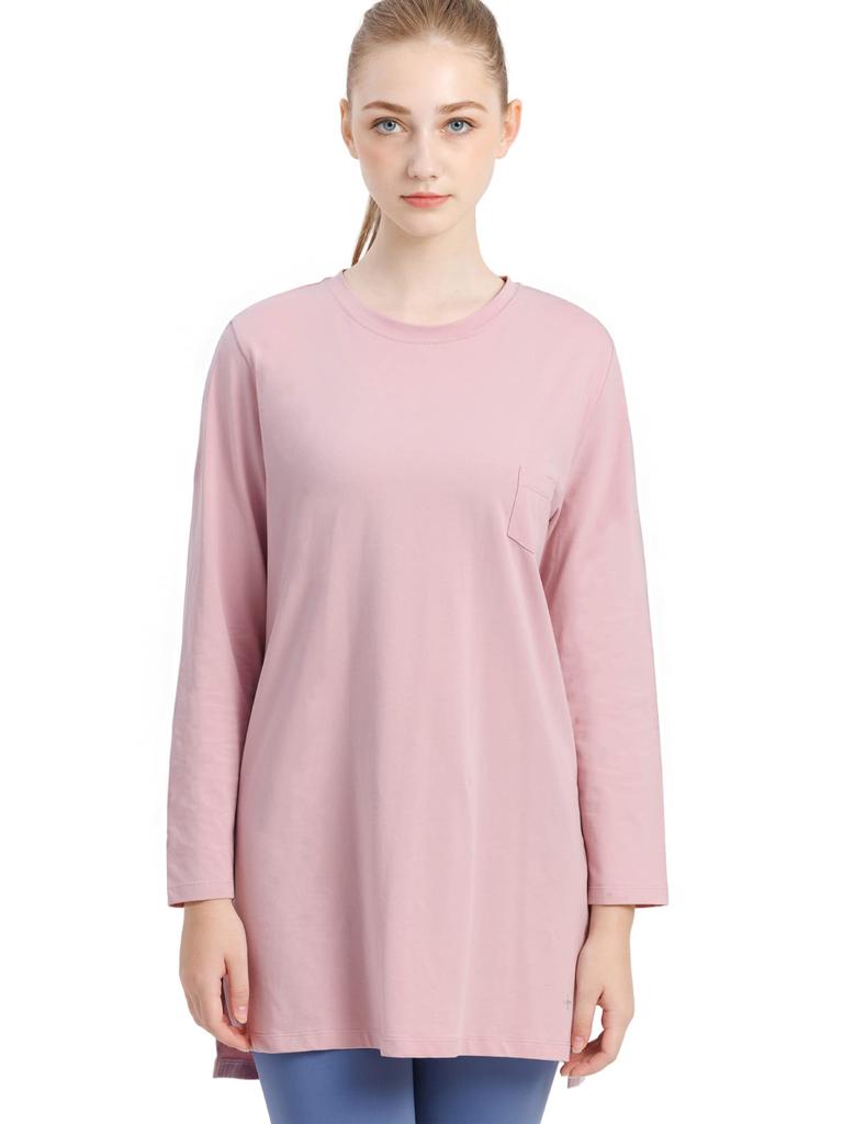 Loopa Essential Long for Training and Smoky Size M L/S T-Shirt, Women's, Sleeve, Quick-Drying, Cool-To-Touch, Sports, Pink,