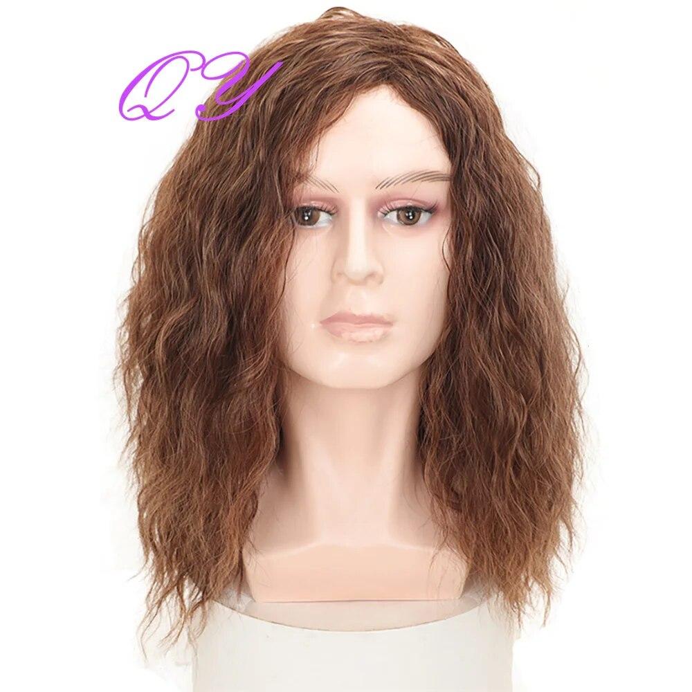 Synthetic Long Blonde  Water Ripple Hair Wigs For Men Curly Natural Wig Adjustable Size Suitable for Daily Wear Man Hair Wig