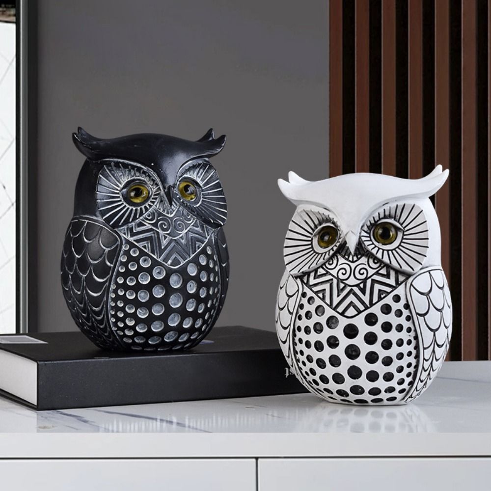Handmade Owl Figurine Resin Craft Animal Sculpture Funny Owl Statue  Home Decor