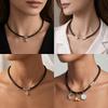 Black Leather Rope Necklace with Clasp DIY Pendant Braided Cord Necklace 45cm Waterproof Cord Chain Line String Men Women