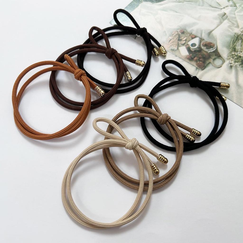 Natunofu Hair Stylish Hair Ties for Adults with Metal Hair Ties with Cute Korean Solid Elegant Set of 6 Buns Ties, Ribbons, Fittings, Non-Stain
