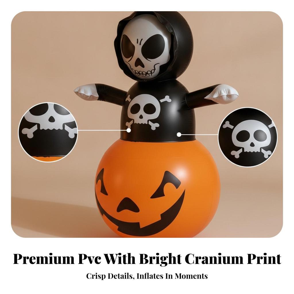 Inflatable Skeleton Pumpkin Sturdy Stack Bright for Entryway