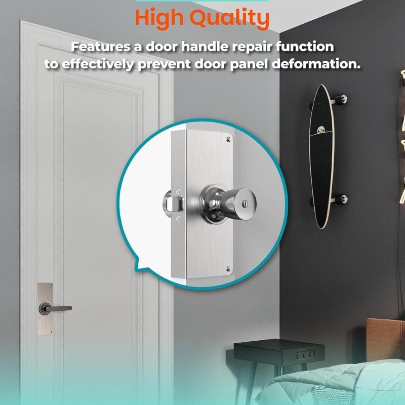 Stainless Steel Door Lock Reinforcement Plate Single Bore Hole Door Lock Plate for 1-3/8In Thick Doors Enduring