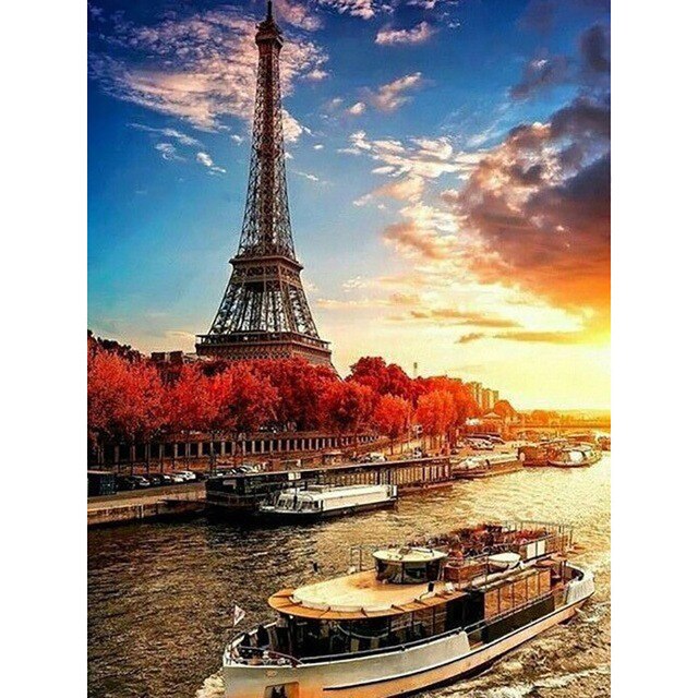 

Пейзажі своїми руками 5D алмазний живопис Набори для вишивки хрестом Алмазна вишивка Ейфелева вежа Картина зі стразами Мозаїка ручної роботи Подарунок Full Square 20X30CM темно-синього кольору