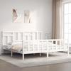 VidaXL Bed Frame with Headboard White 200x200 Cm Solid Wood 3193162