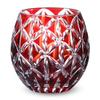 Takumibifu Dinner Luxe Kiriko Egg-Shaped Glass Cup 6.9×8.9cm 350cc Diamond Pattern Red Koga PNO.332