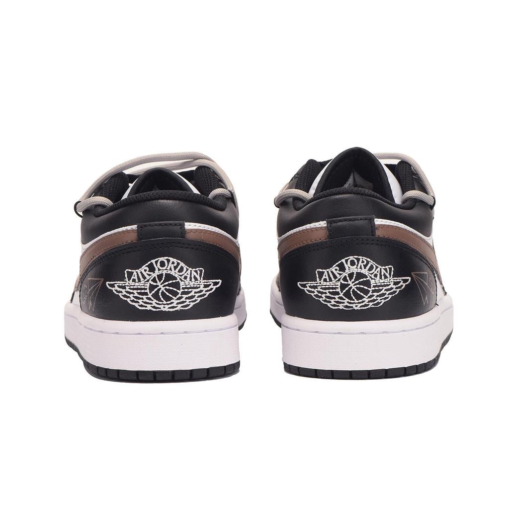 Jordan Air Jordan 1 Slip Resistant Coverage Low top Vintage Basketball Shoes Men's Black Brown 553558-132(Team-)