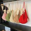 Simple Handmade Knit Shoulder Bag Bohemian Solid Color Crochet Tote Bag Large Capacity Hollow Out Woven Handbag Vacation