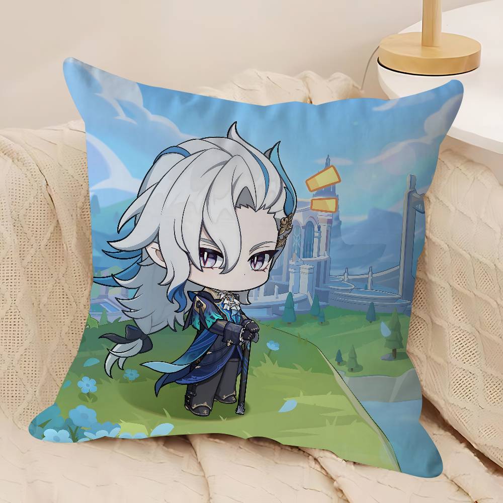 Neuvillette Genshin Impact Kissenbezug Abnehmbarer Waschbarer Kissenbezug – Ganzjahresweiches Leinen