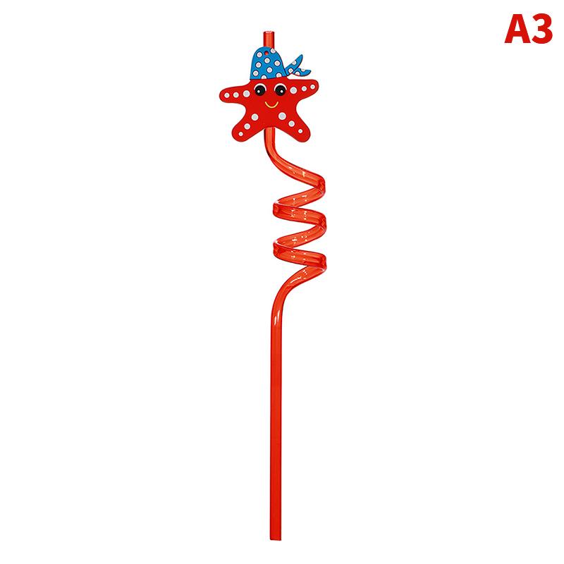 Summer Cartoon Creative Plastic Straw Marine Animal Curved Straw Kids