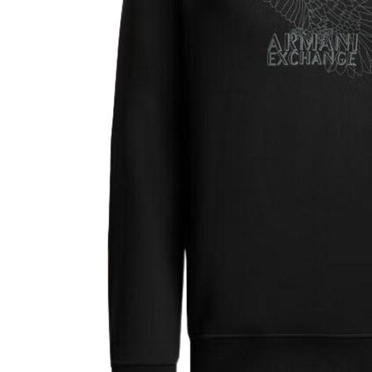 Armani Exchange FW22 Letter Flying Eagle Pattern Printed Crew Neck Long Sleeve Sweatshirt Men sweatshirt Black 6LZMHG-ZJ6RZ-1200
