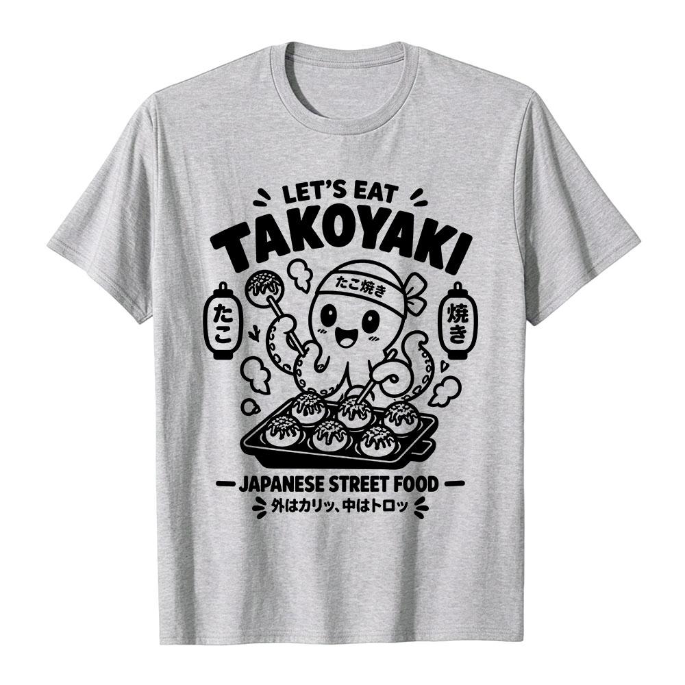 Herren Damen Lustiges Takoyaki Grafik T‑Shirt Japanisches Street Food Oktopus Cartoon Print Kurzarm T‑Shirts Lässige Streetwear Oberteile
