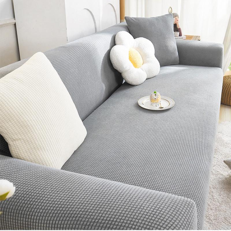 New Elastic Adjustable Sofa Cover Non-slip Solid Color Inclusive Sofa Pad Corn Grain Fabric Cushion Sofa Covers for Living Room