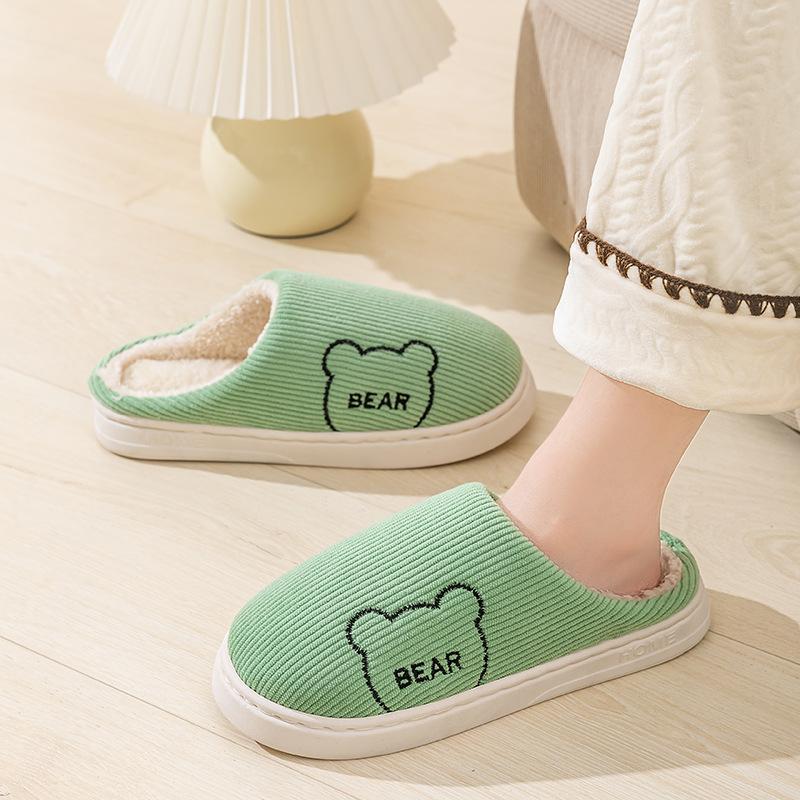 Cotton slippers autumn and winter home indoor warm plush thickened couple light outdoor cotton shoes