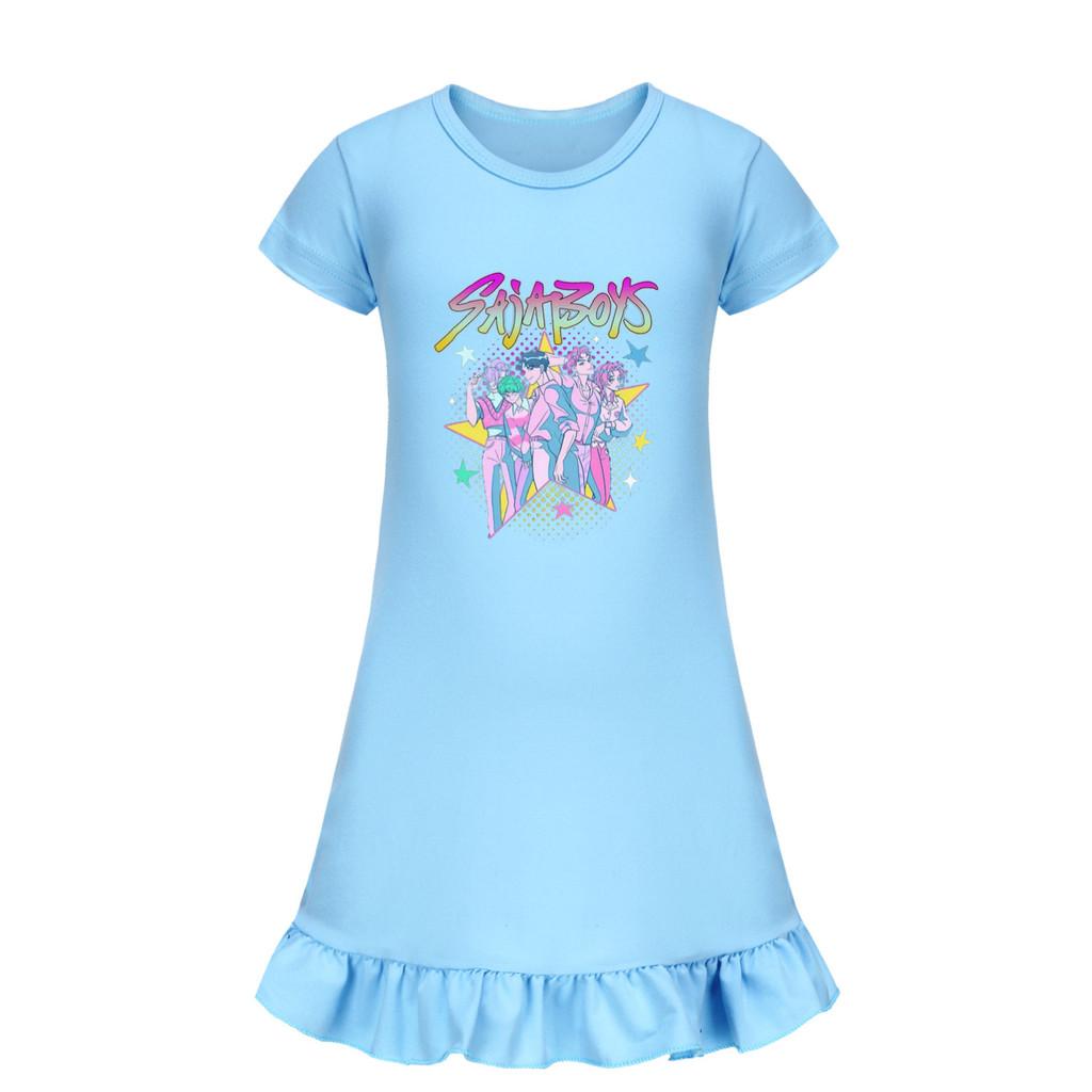 5054 Kids Girls Sajaboys Mira Zoey Rumi Printed Ruffle Short Sleeves Casual Dress