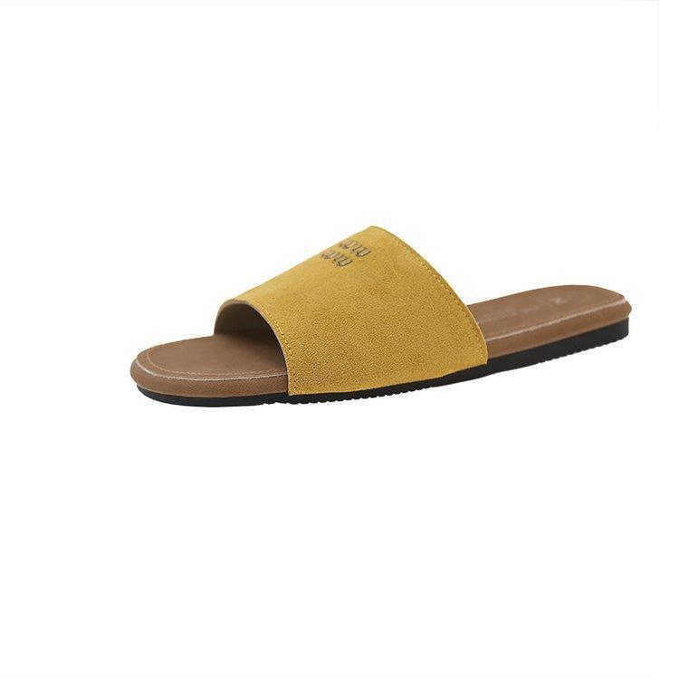 [Armano] Sanfte koreanische Version von flachen Pantoffeln für Damen-Sommerbekleidung 2025 neu Xiaoxiangfeng Ein-Wort-Slipper Strand-Sandalen