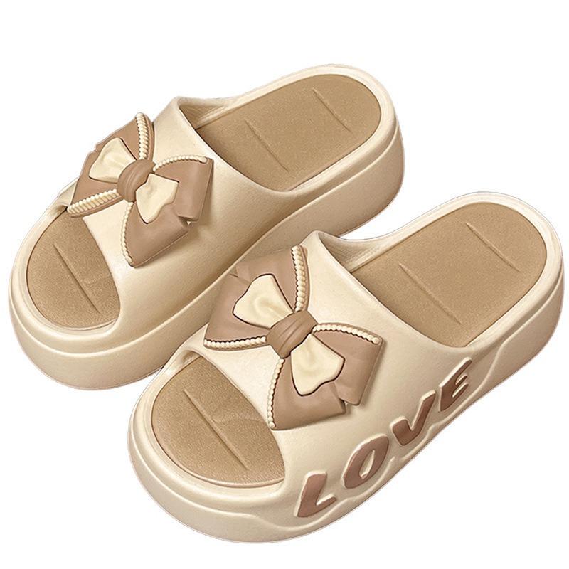 Thick-soled Slippers Women's Summer Indoor Home Fashion Bow Cool Slippers Bathroom Non-slip Outer Slippers