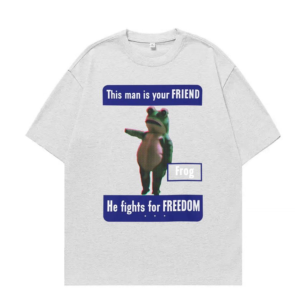 

This Unisex Is Your FRIEND Portland Frog AntiICE Tshirt Absurdist Protest Funny Meme Tshirts Unisex Summer Tops Loose T Shirt S