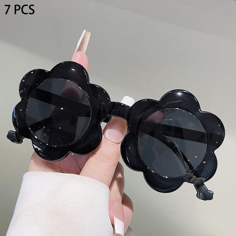 1/7 Pcs Flower Shaped Sunglasses for Children Stylish Gradient Multi-color Kids Shades  Ins Trendy Cute Decor Sun Glasses