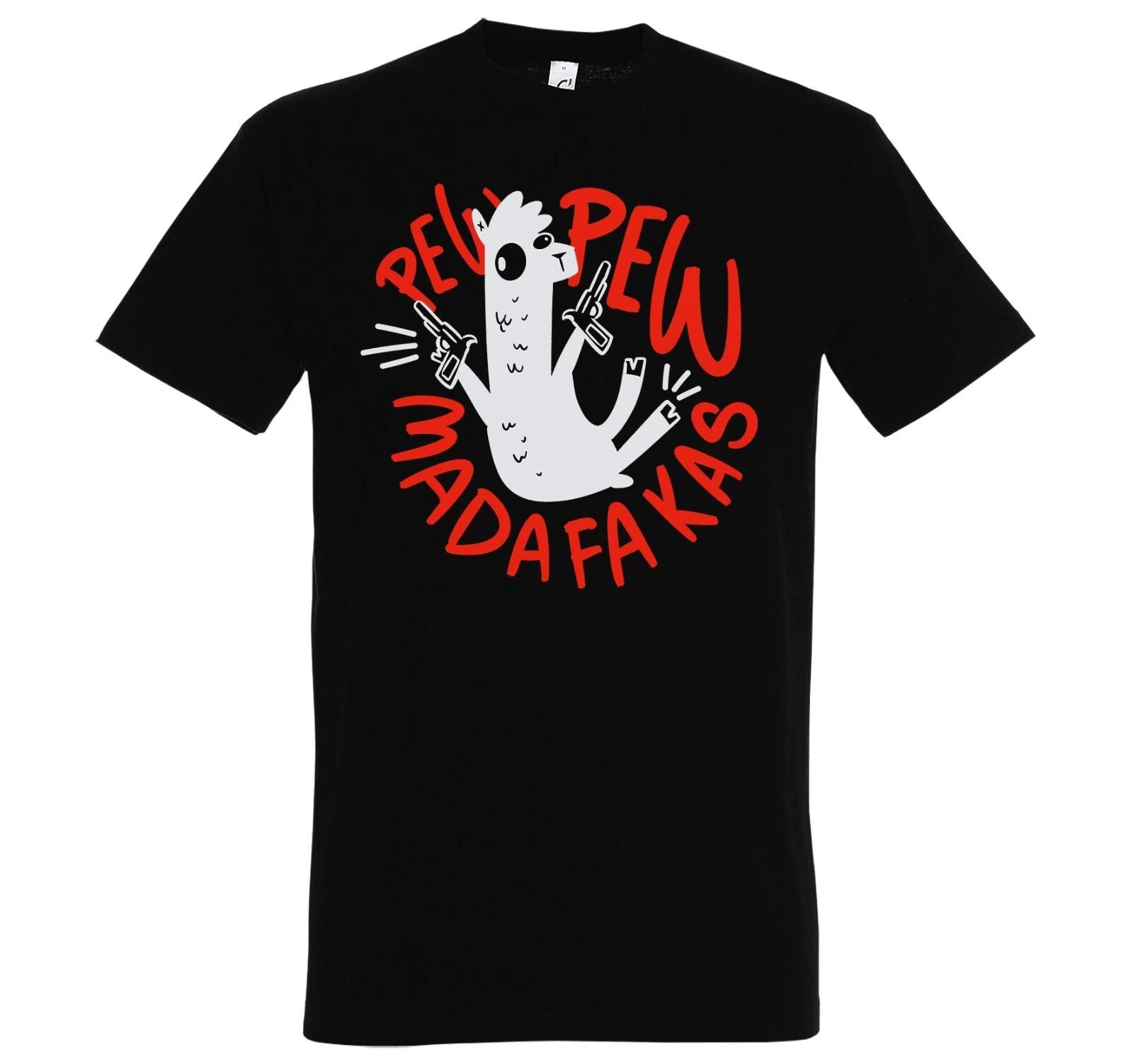 

Youth Designz Mens T-Shirt Pew Pew Madafakas Llama Print Saying Funny Fun S