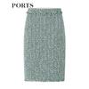 PORTS Women's Fringed Tweed Half Skirt