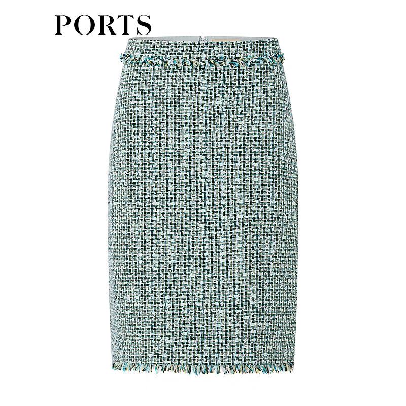 PORTS Women's Fringed Tweed Half Skirt