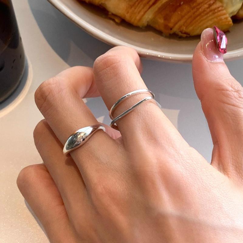 Elegant Design Geometric Double Layer Womens Ring With Adjustable Fit Comfort For