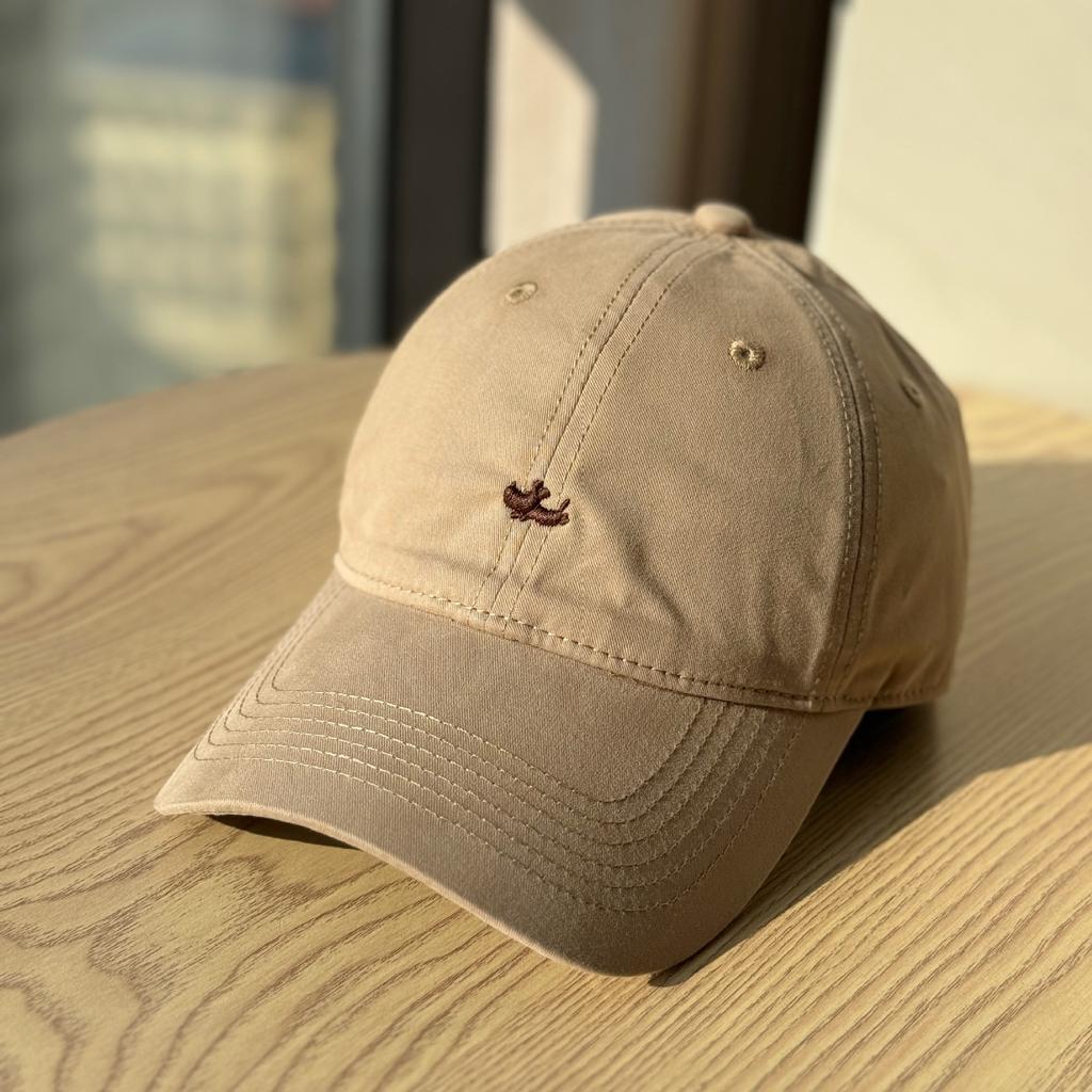 Korean-style versatile baseball cap with puppy embroidery for women, wide brim that makes the face look smaller, pure cotton slimming duckbill cap