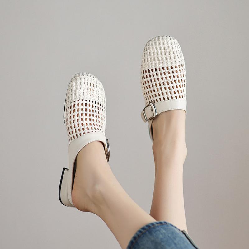 

Summer women s flat-bottomed slippers casual bag head slippers solid color women s cool slippers large size shoes new women s shoes rubber sole 39 бежевый