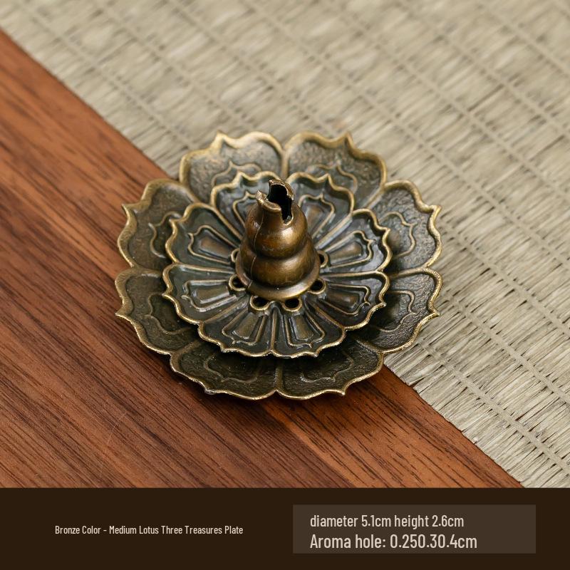 Antique Double-Layer Lotus Incense Holder for Tea Ceremony and Buddha Incense, Multi-Porous Sandalwood Line Burner.