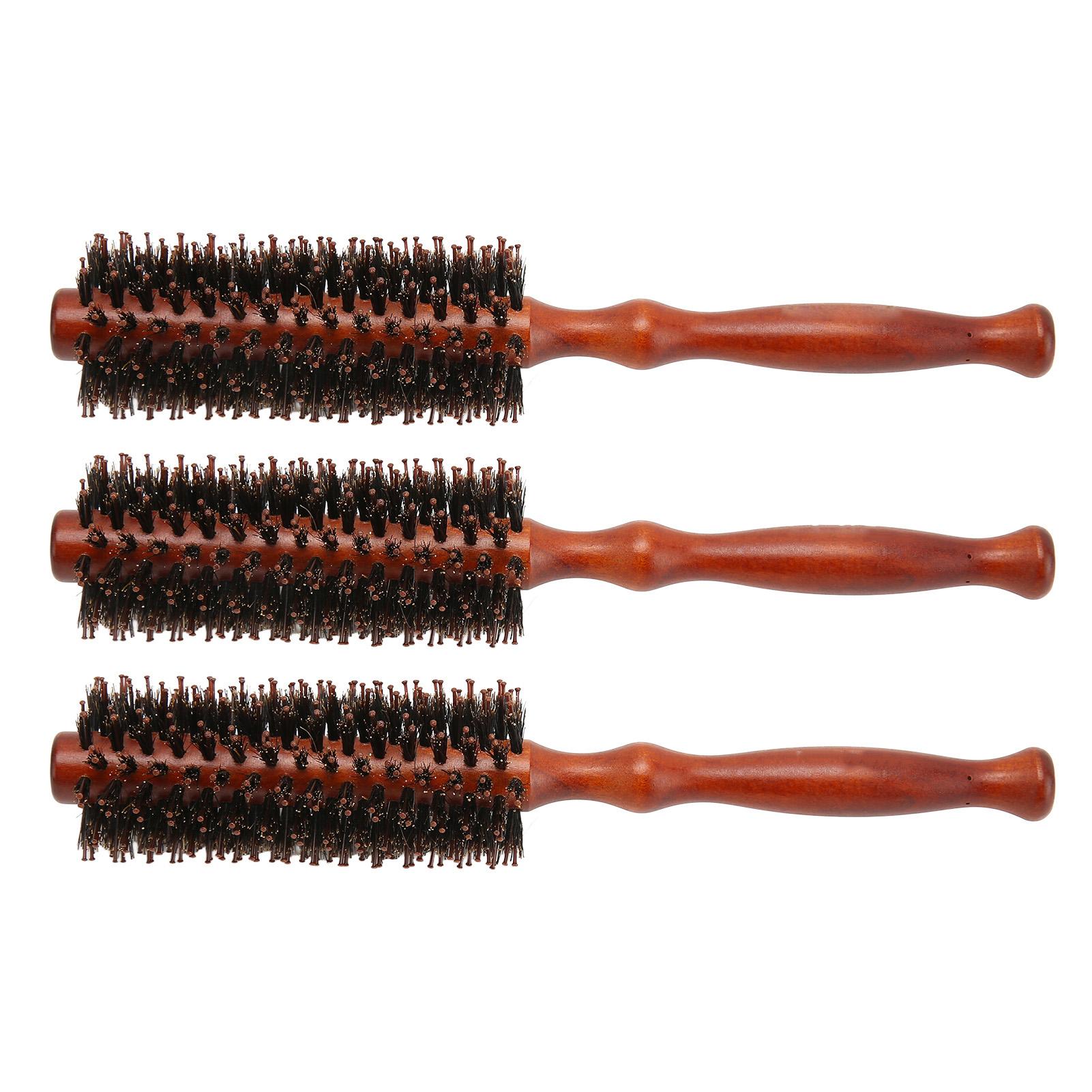 

3pcs Round Hair Brush High Temperature Resistant Round Curling Styling Hair Brush Wooden Handle for Home Salon
