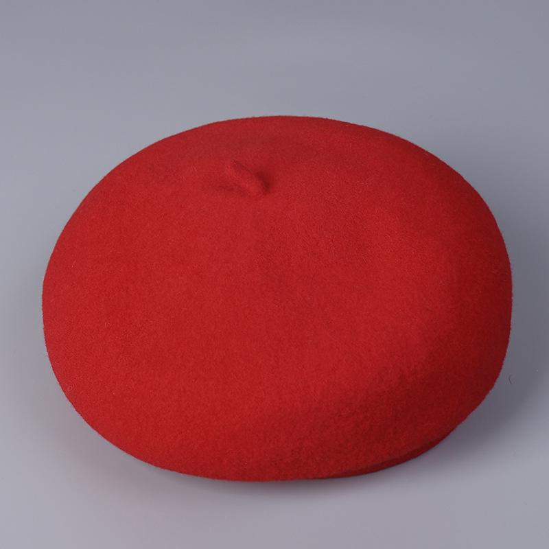 Winter Warm High Quality Australian Wool Roll Edge Beret Cap Women'S Winter Elegant Dome Solid Color Wool Painter Hat