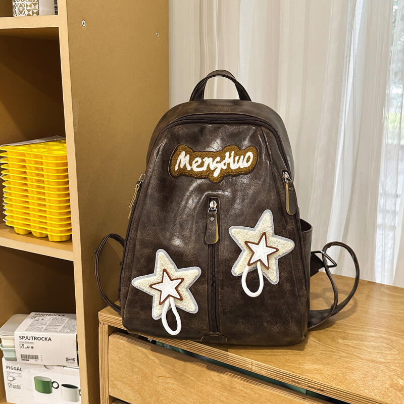 Vintage College Rucksack Bestickter Rucksack Große Kapazität Studenten Schultasche