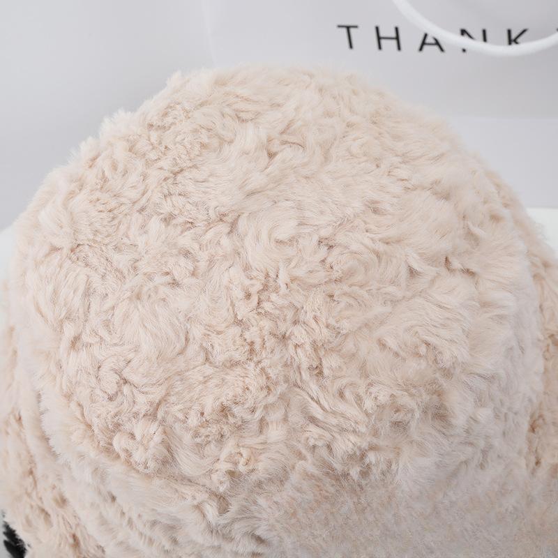 New Hat for Women's Winter Letters Imitation Mink Hair Warmth Thickened Fisherman Hat Korean Style Fashion Internet Celebrity Plush Pot Hat