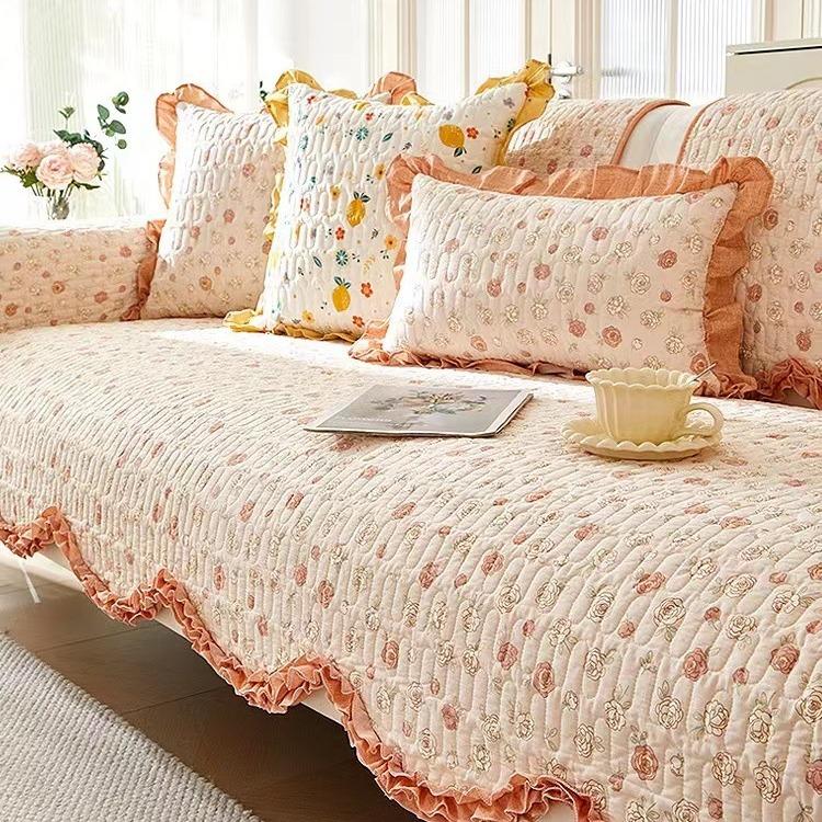 New Style Sofa Cushion, Cotton, Suitable for All Seasons, Pastoral Style, Pure Cotton Sofa Cover, Seat Cushion Cover, Non-slip Cloth Towel
