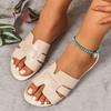 Fashion Women's Solid Color Slide Sandals, Lightweight Square Open Toe Slip on Shoes, Women's Casual Flat Shoes