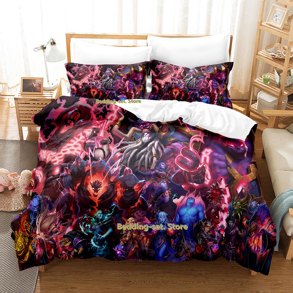 2023 Game Hearthstone Heroes Of Warcraft Bedding Set Cartoon Anime three-piece Set Teenager Bedroom Duvetcover Sets