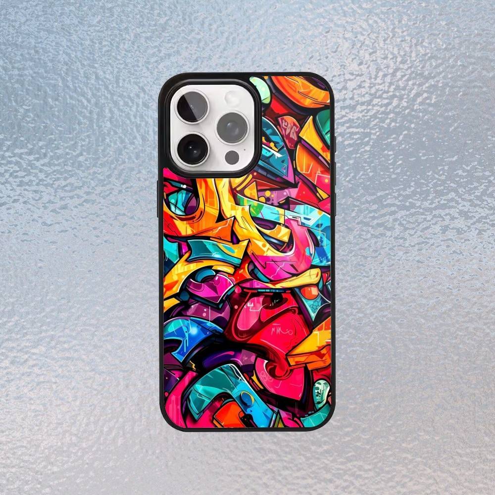 Coole Bunte Graffiti Handyhülle Für iPhone17,16,15,14,13,12,11 Plus,Pro Max Magnetisches Magsafe Kabelloses Laden