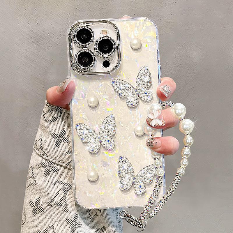 Cat mirror bracelet is suitable for Apple 16promax mobile phone case, advanced sense, light luxury three-dimensional girls