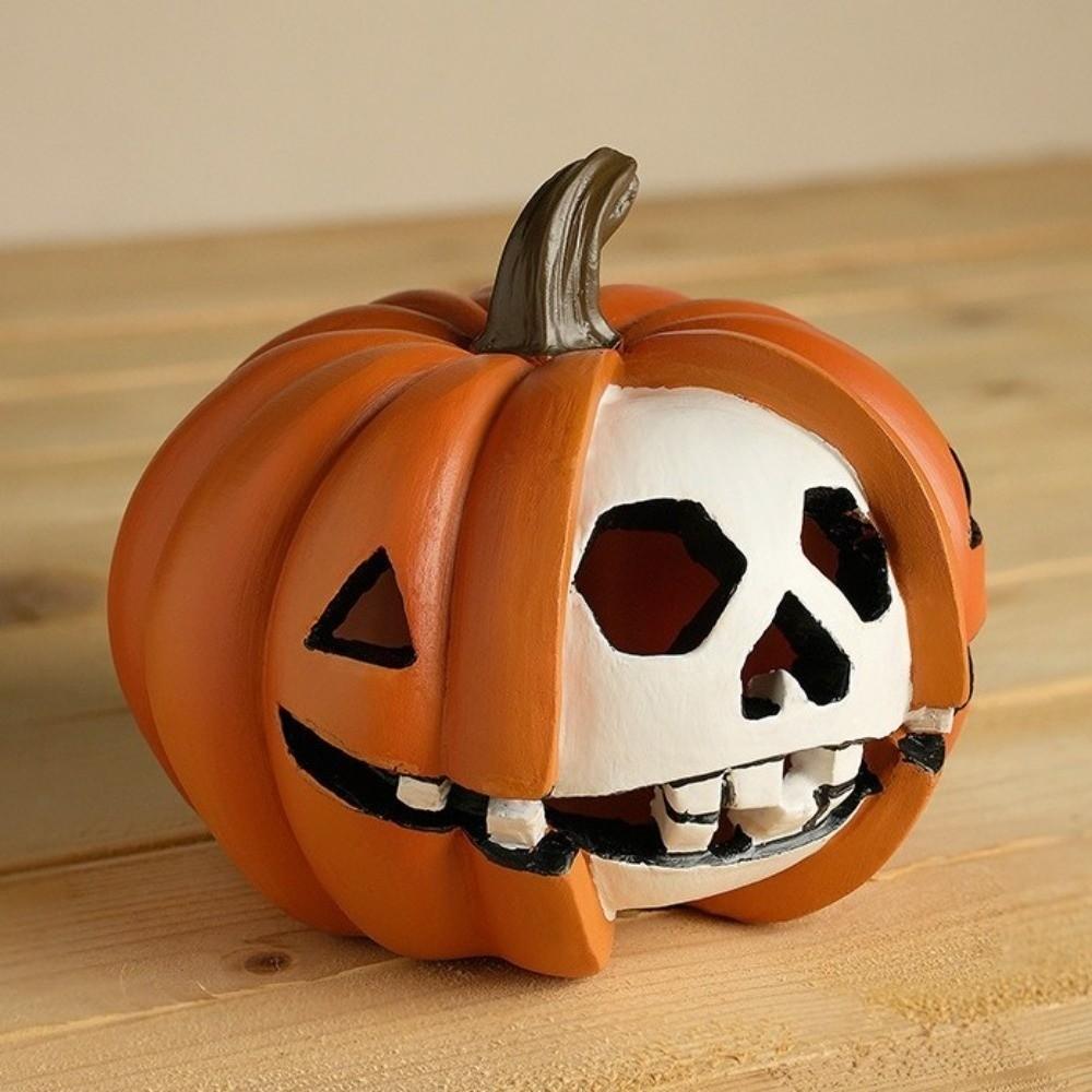 Resin Pumpkin Skeleton Statue Scary Mini Halloween Ornaments Halloween Pumpkin Figurine  Friends