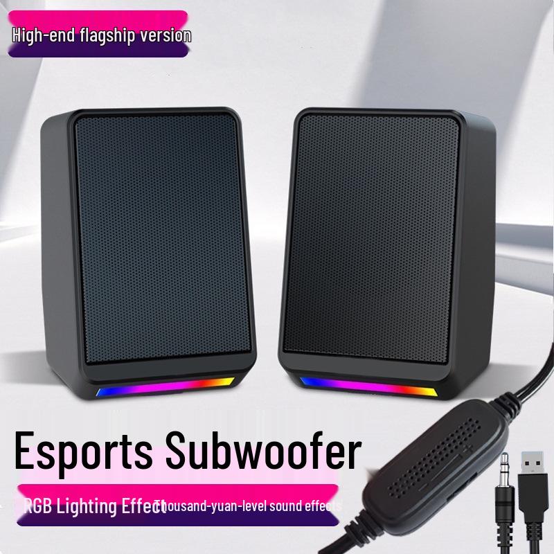 Langjing X2 USB Wired RGB Mini Desktop Speaker with Subwoofer
