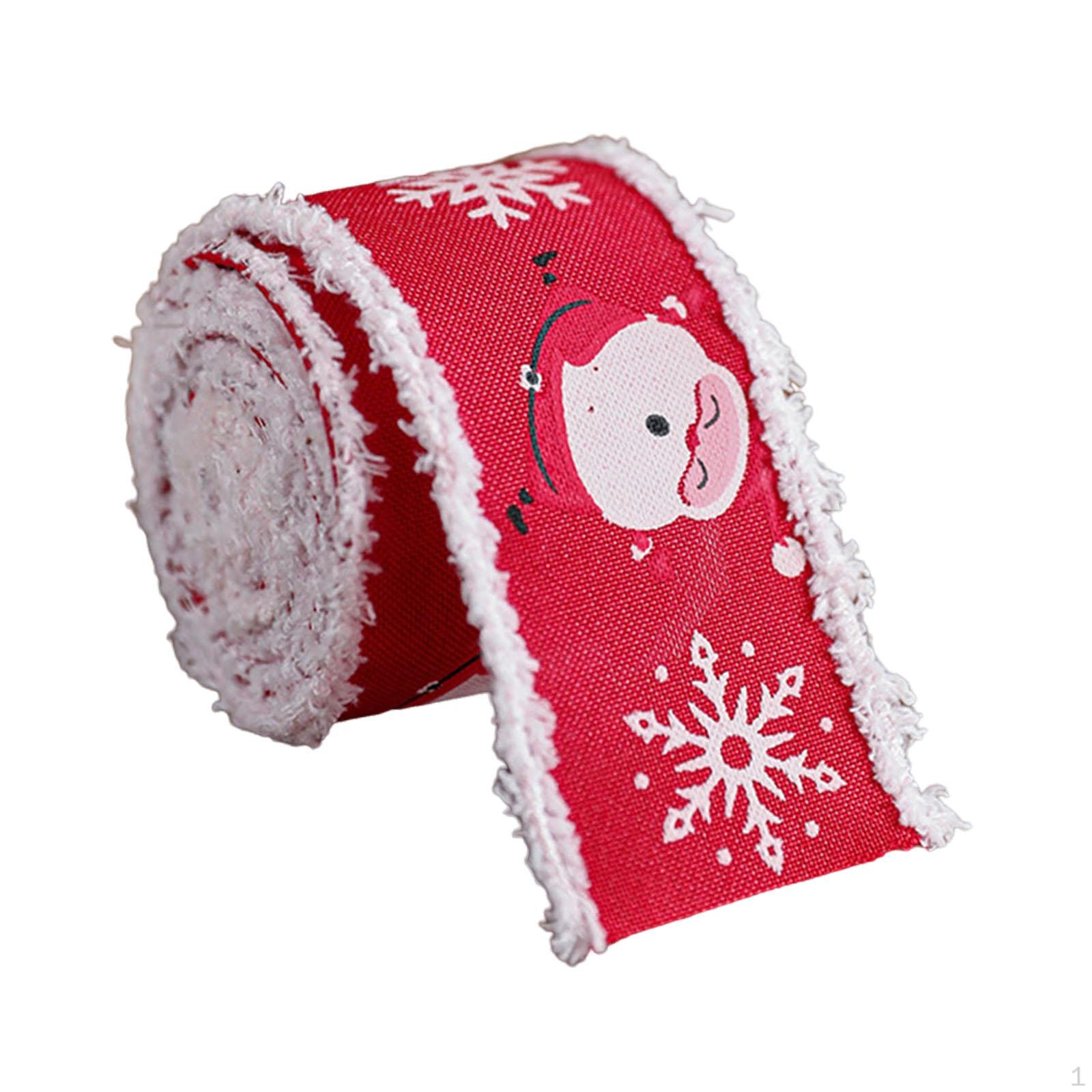 

Christmas Decorative Festive Red Velvet Ribbon Soft White Border Versatile Accessory for Wreaths Style B