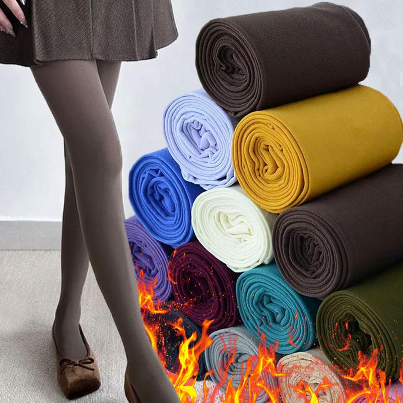Colour Thermal Leggings Elastic Solid Thermal Autumn Winter Pantyhose High Waist Slim Thicken Velvet Tight Pants Long Stockings