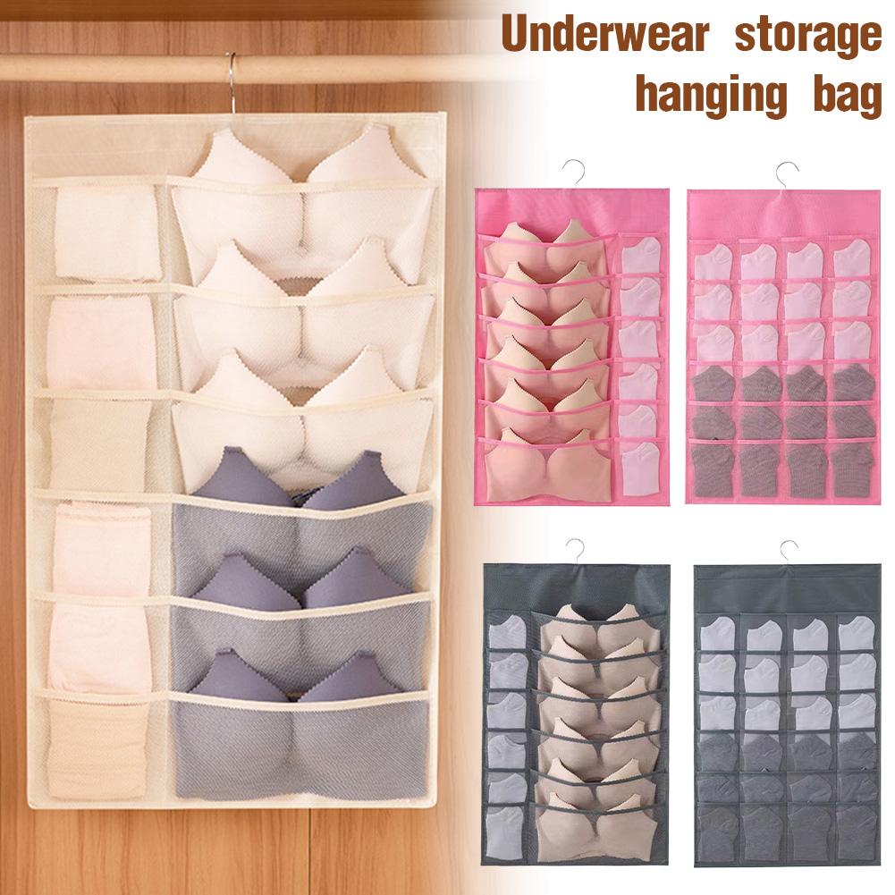 Double-Sides Underwear Bra Organizer Multifunctional Mesh Drawer Organizers Washable Closet Door Hanging Bag Clothes Divider Box