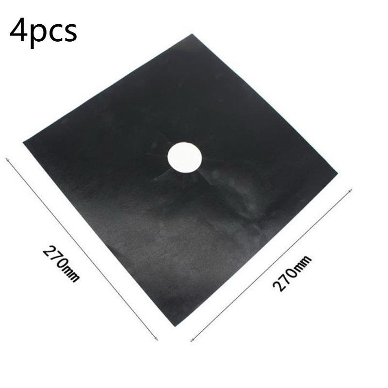 4Pcs Square Foil Stove Protector – Reusable Gas Hob Liner, Easy Clean Pad For Stovetop, Kitchen Tool
