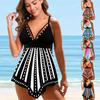 Womens Flower Rainbow Swimming Suit Bikini Set Fantastic Women Striped Swimsuit Swimwear Beachwear Bathing Suit Two Pieces S-6XL