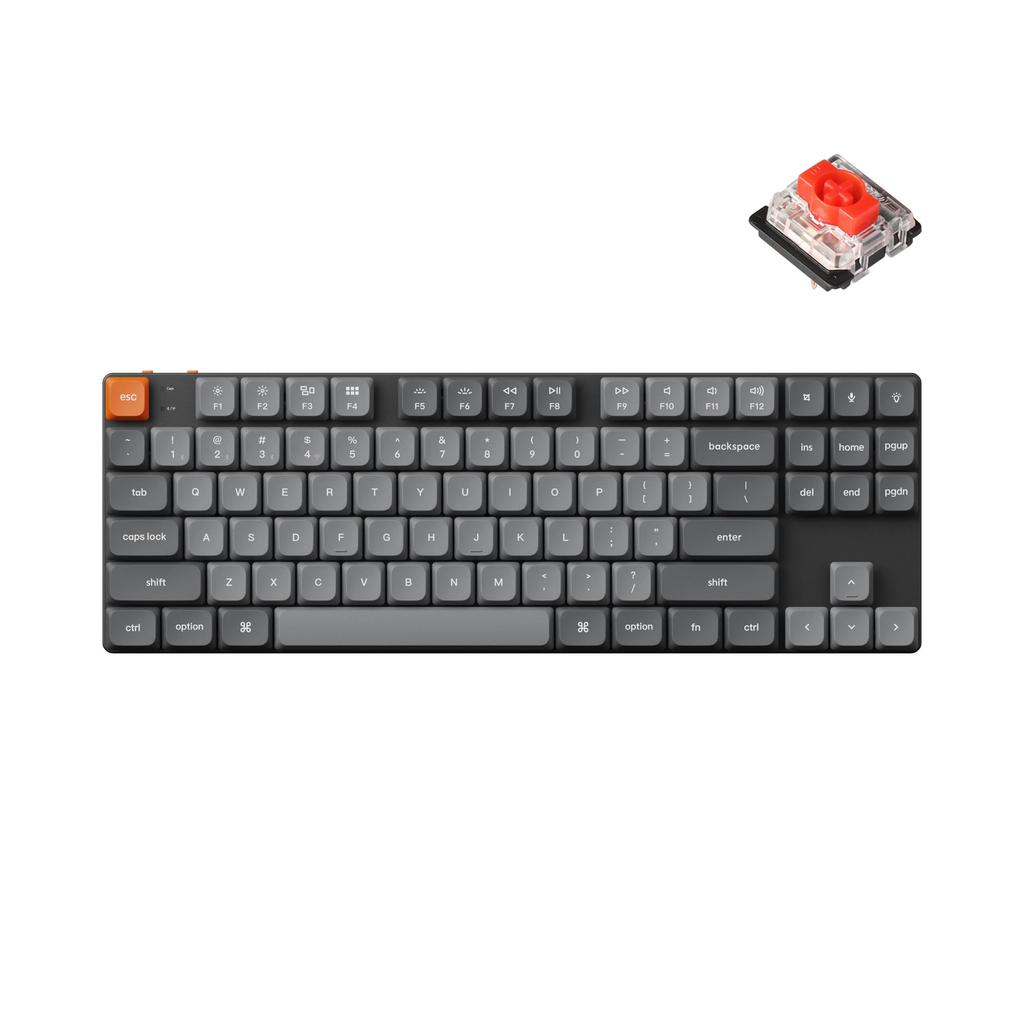 Keychron K1 Max Bluetooth Wireless Custom Mechanical Compatible with TKL White Silent Red Japanese JIS No Kana Printing QMK/VIA 2.4GHz & Keyboard,